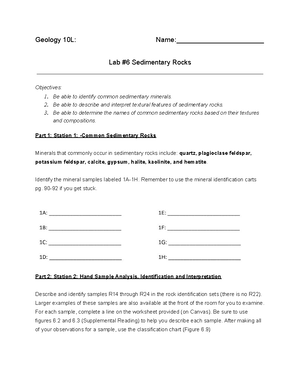 Lab 1 Introduction to Science Skills - Geology 10L: Name ...