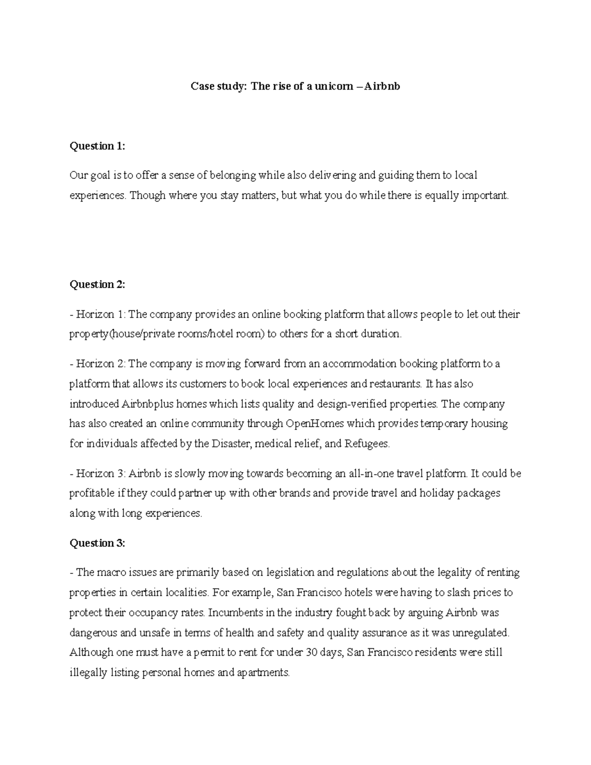 Strategic Management Case Study: Airbnb's Rise as a Unicorn - Studocu