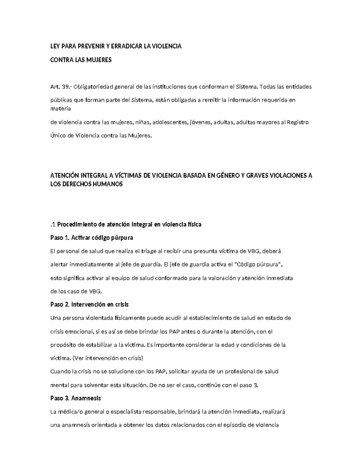 LEY PARA PREVENIR Y ERRADICAR LA VIOLENCIA CONTRA LAS MUJERES ...