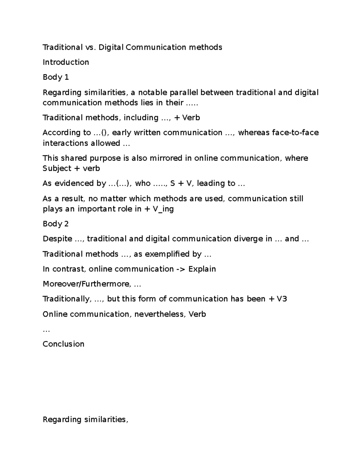 The Revolution of Communication: Traditional vs. Digital Methods - Studocu
