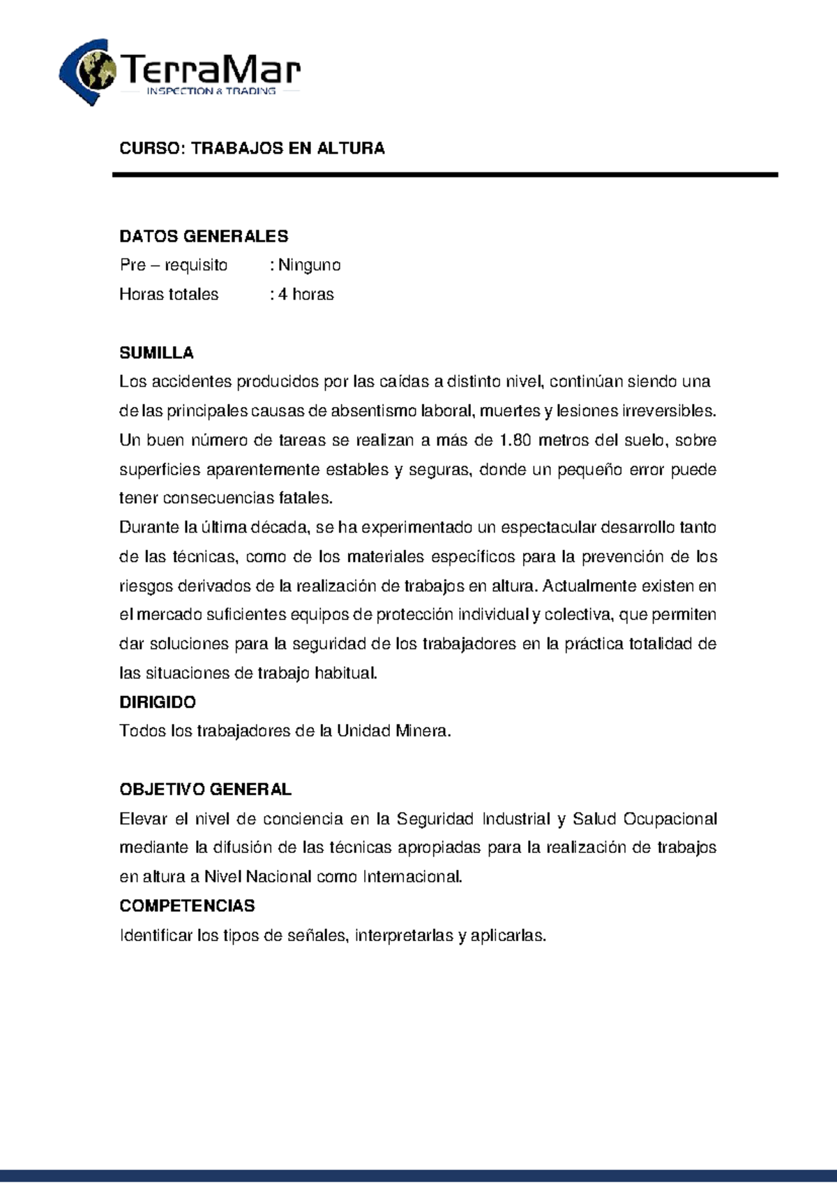 CURSO: Syllabus Trabajos en Altura - Seguridad y Prevención - Studocu