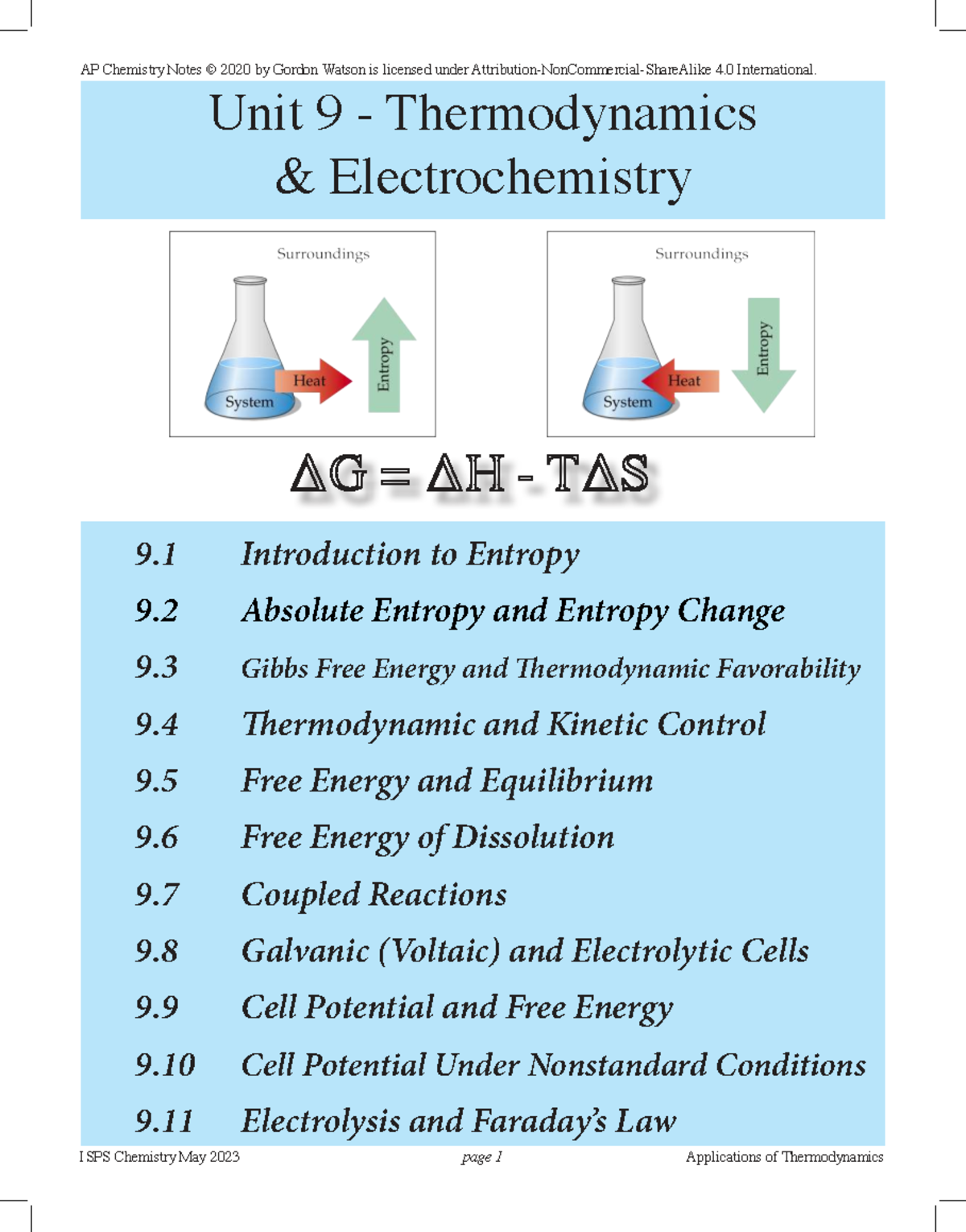 AP Chemistry notes: Applications of thermodynamics (Unit 9) - Studocu