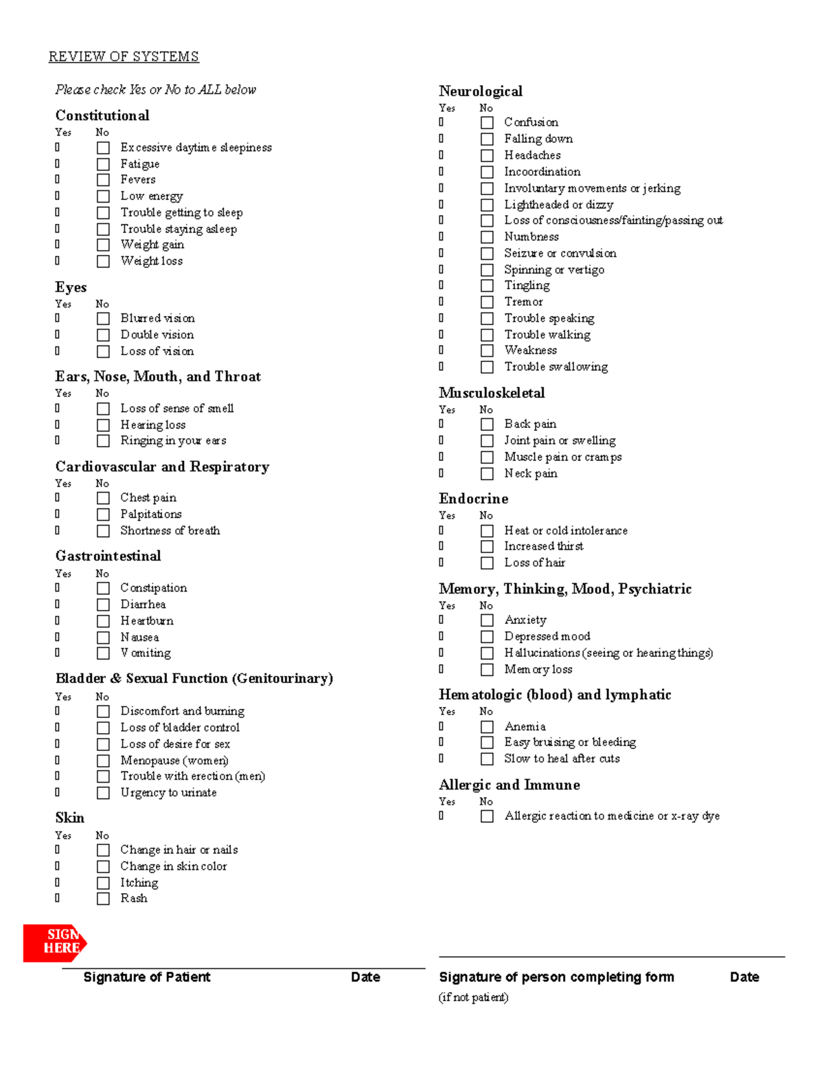 REVIEW OF SYSTEMS TEMPLATE - MEDICAL ASSESSMENT FORM - Studocu