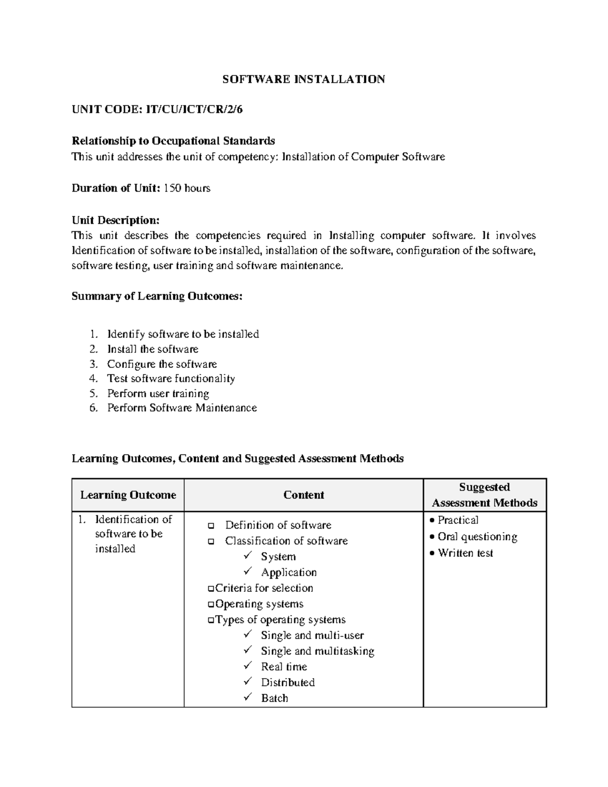 Software Installation - SOFTWARE INSTALLATION UNIT CODE: IT/CU/ICT/CR/2 ...