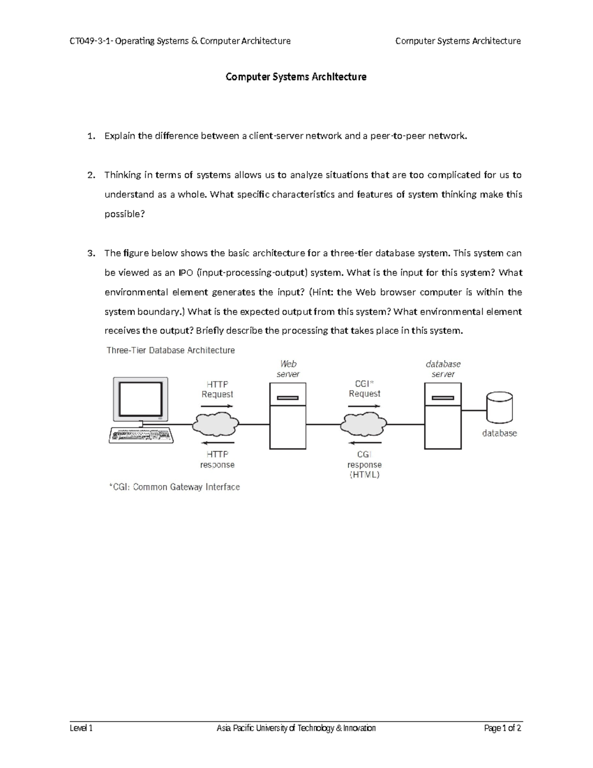 CT049-3-1: Final Exam Notes on Computer Systems Architecture - Studocu