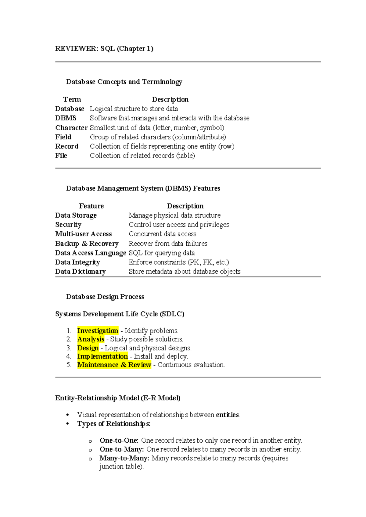 Database - prelim - REVIEWER: SQL (Chapter 1) 📌 Database Concepts and ...