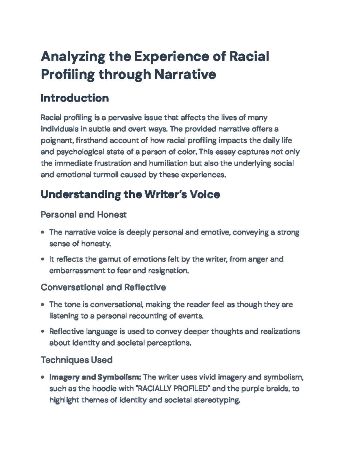 Racial Profiling Experience: Analysis and Personal Reflection on ...