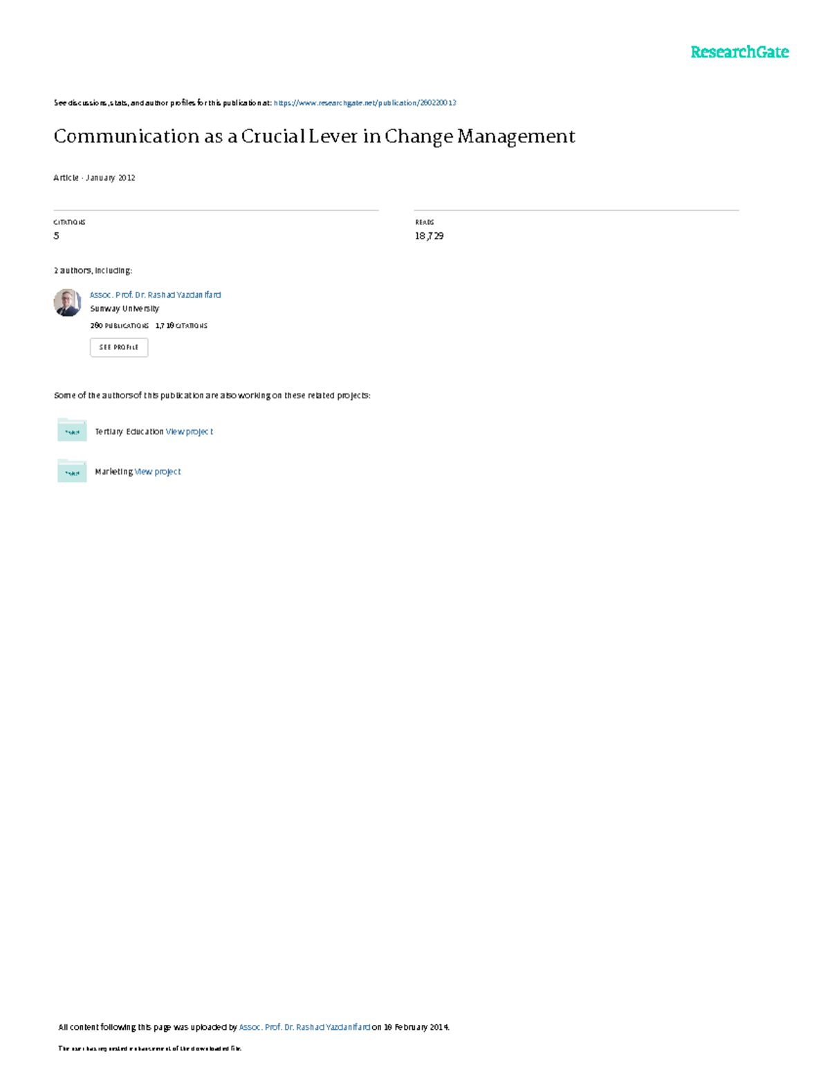 Communicationasa Crucial Leverin Change - See discussions, stats, and ...