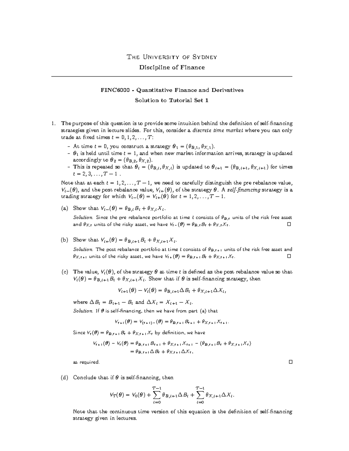 Quant finance tutorial 01 solutions - The University of Sydney ...