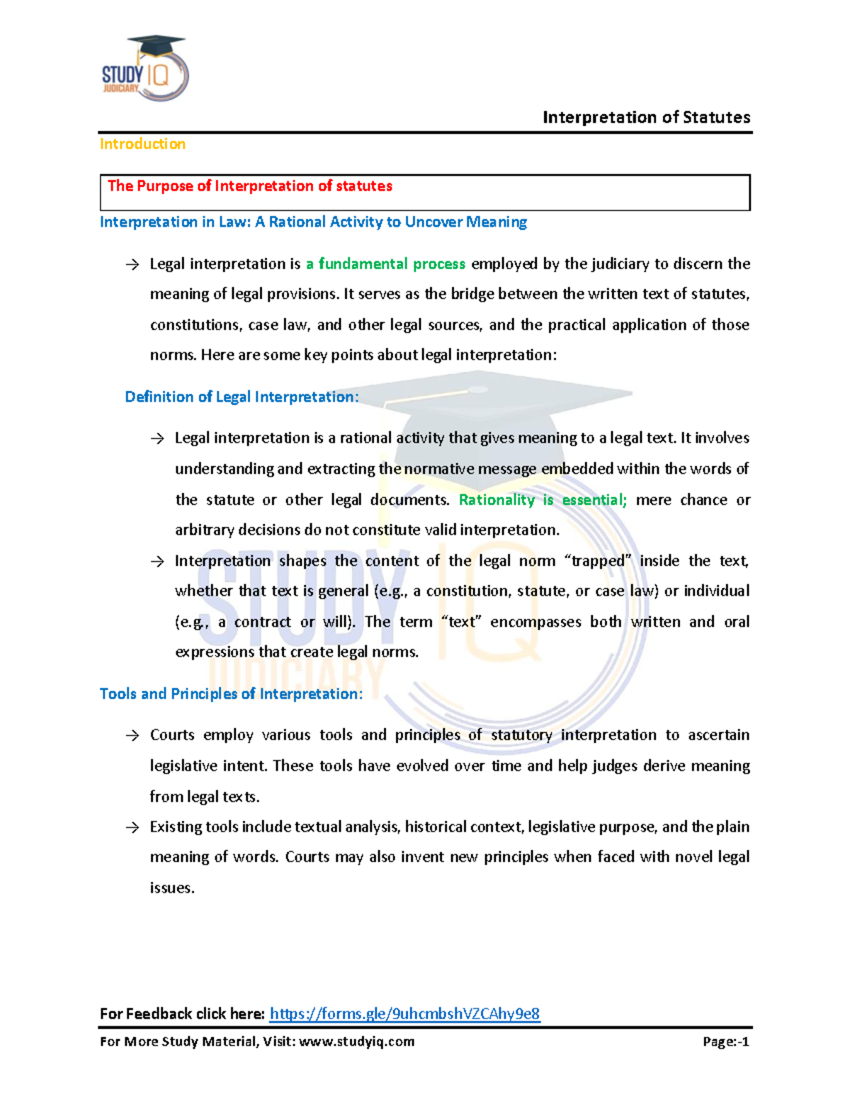 Legal Interpretation: Principles and Tools for Statutory Analysis - Studocu