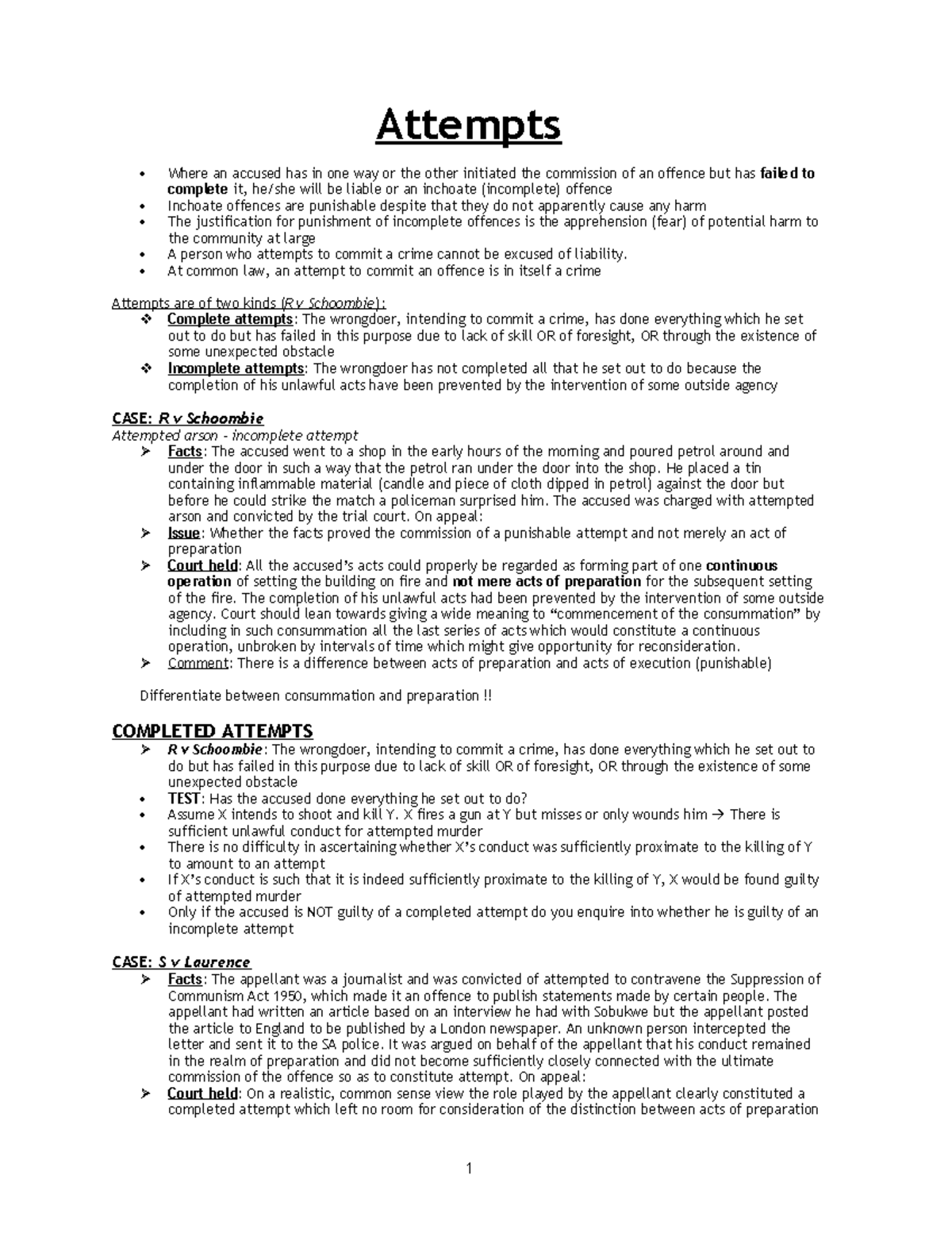 Understanding Inchoate Offences: Attempts to Commit Crimes (LAW 200 ...