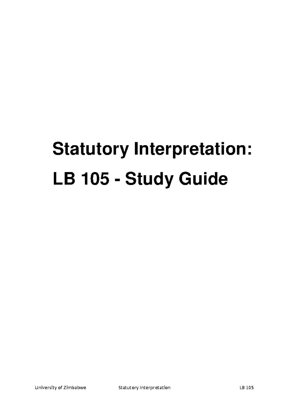 LB 105 Study Guide: Statutory Interpretation in Zimbabwe - Updated Notes - Document Preview