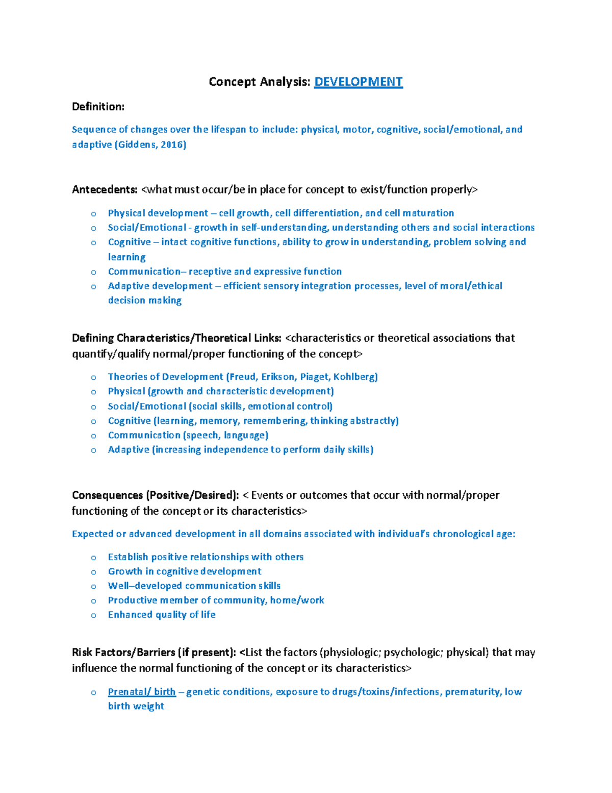 Development Concept Analysis - Concept Analysis: DEVELOPMENT Definition ...