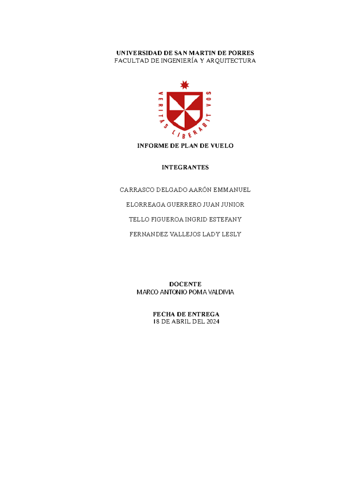 Informe de Plan de Vuelo para Drones - U.S.M.P. 2024 - Document Preview