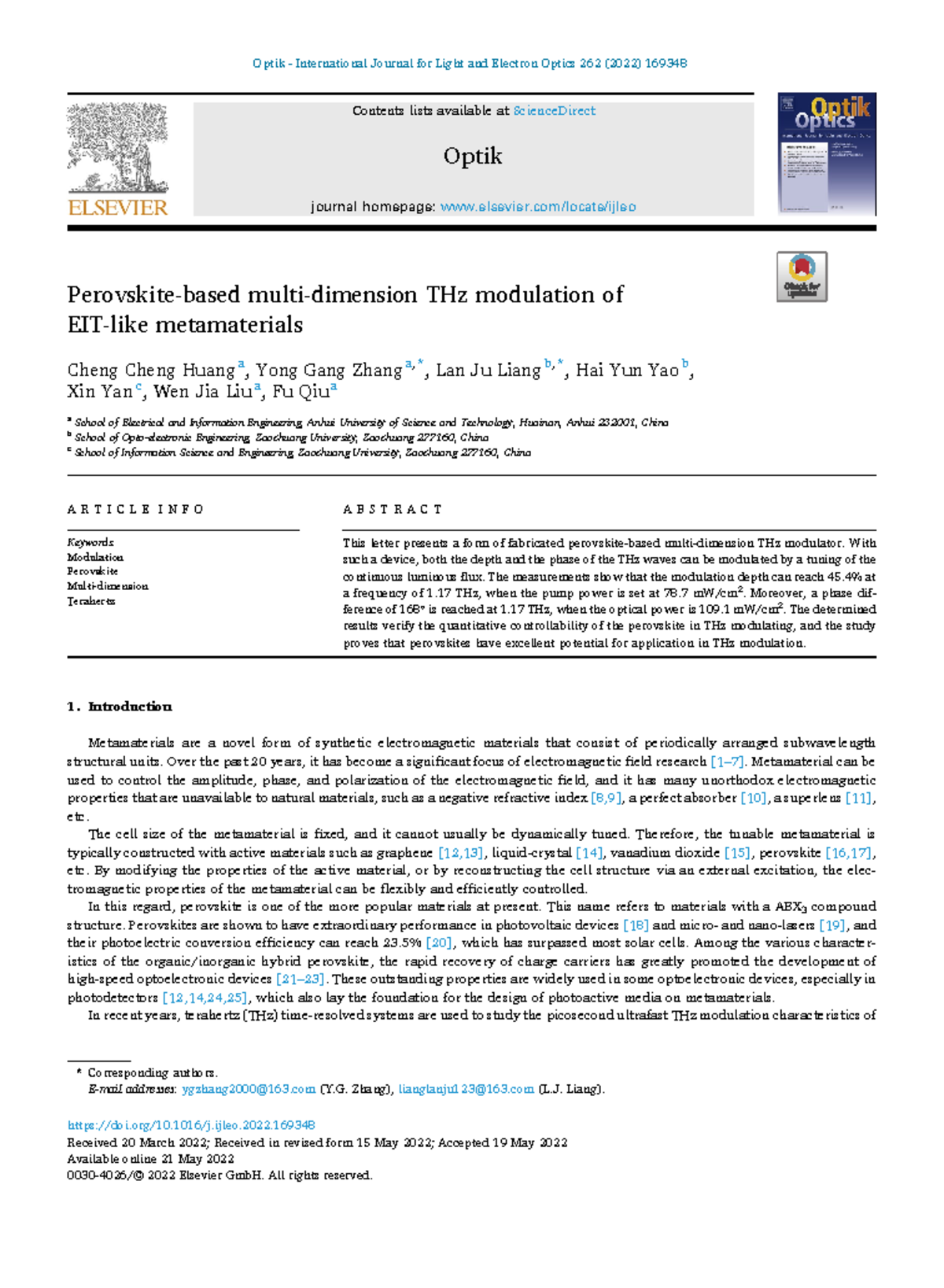 1-s2 - Research paper - Optik - International Journal for Light and ...