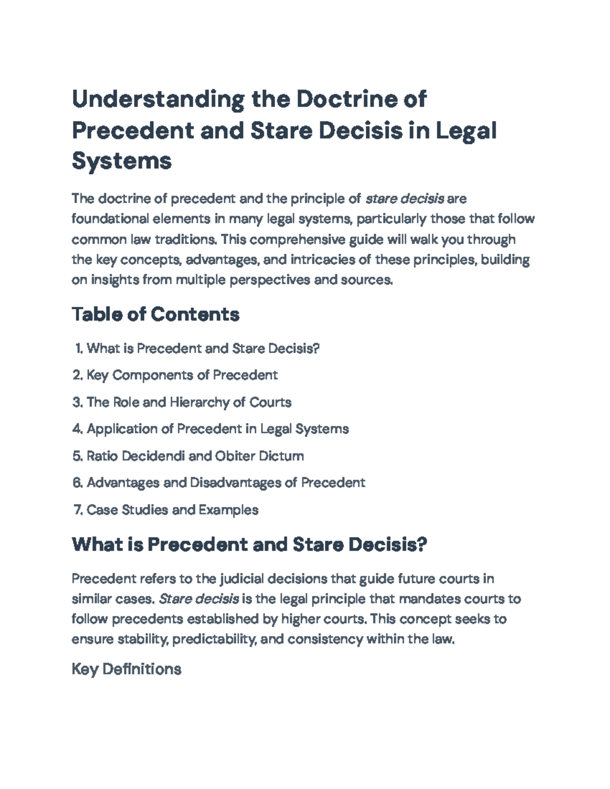 Understanding Precedent & Stare Decisis: Key Legal Principles Explained ...