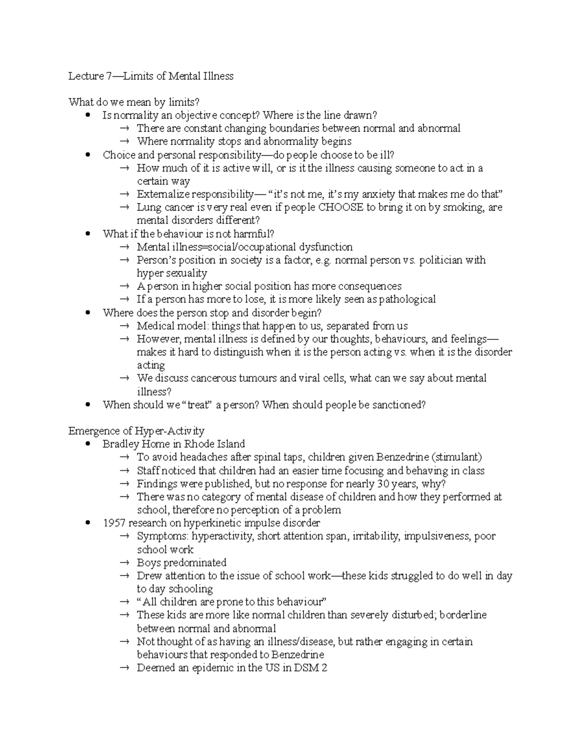 1 - H Lthage 1CC3 Mental Illness Concepts & Models Lecture Notes - Studocu