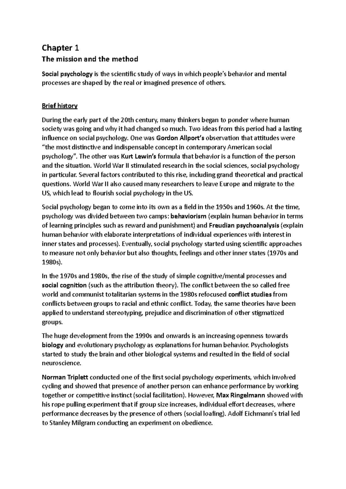 Summary of Social Psychology Concepts and Theories (PSY 101) - Studeersnel