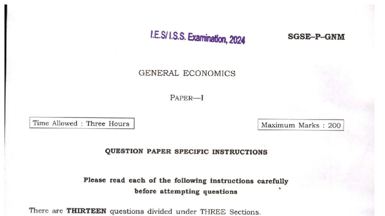 GE-1 2024 General Economics Examination Paper - Studocu
