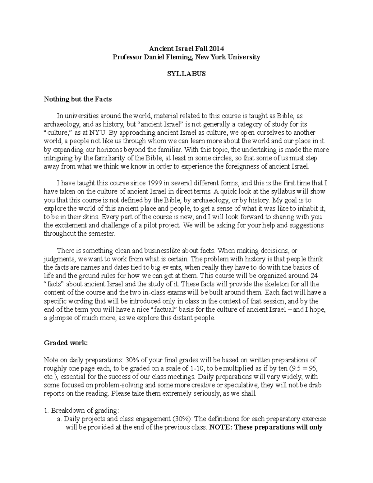 Final+syllabus+2014 - Coursework - Ancient Israel Fall 2014 Professor ...