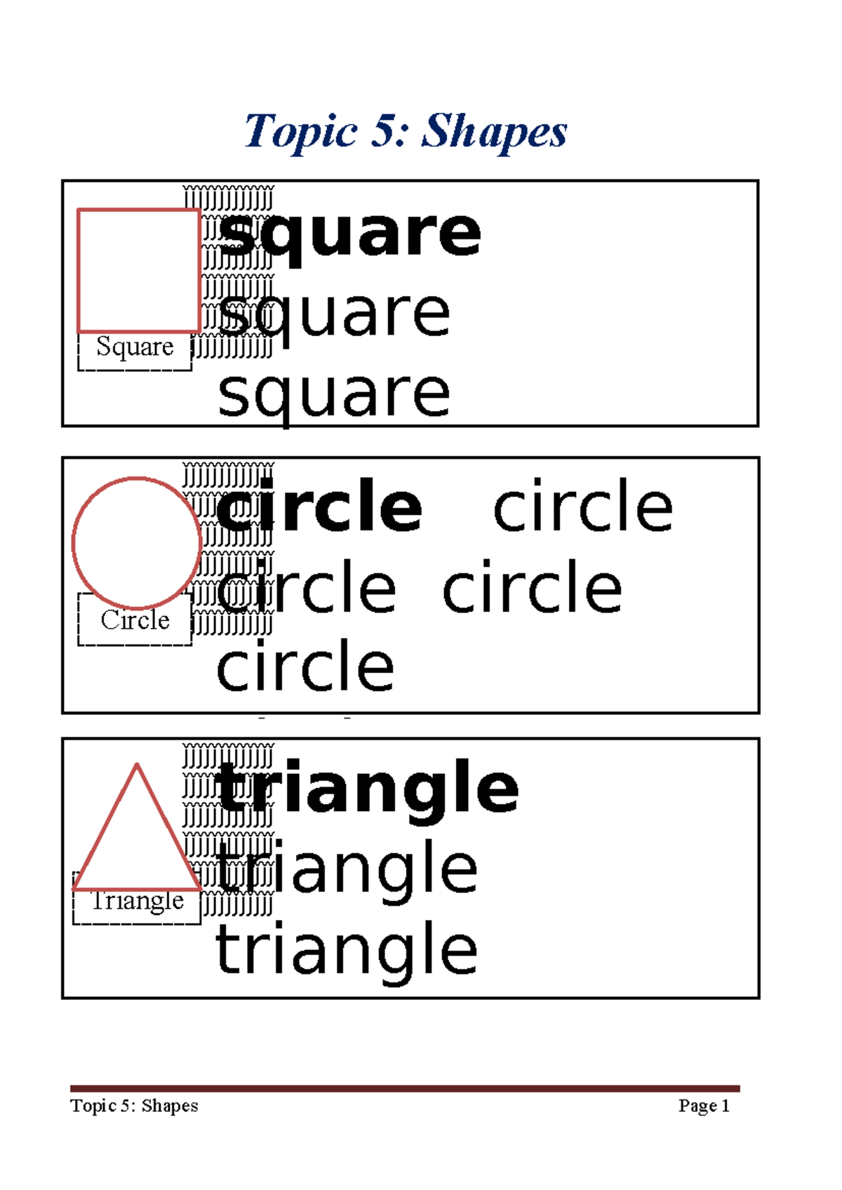 Topic 5 Shapes - Writing practice materials - Topic 5: Shapes ...