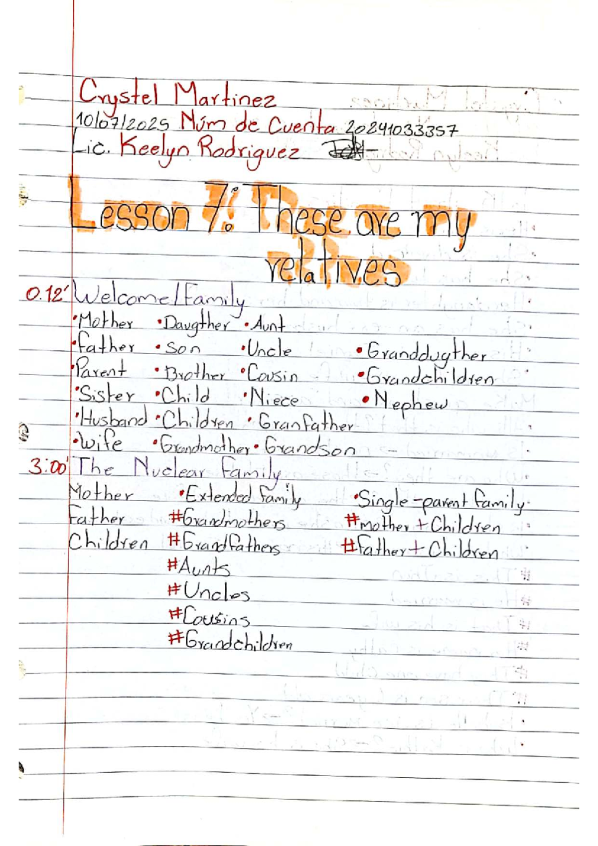 ICM Lesson 7: Family Vocabulary and Questions by Crystel Martinez - Studocu