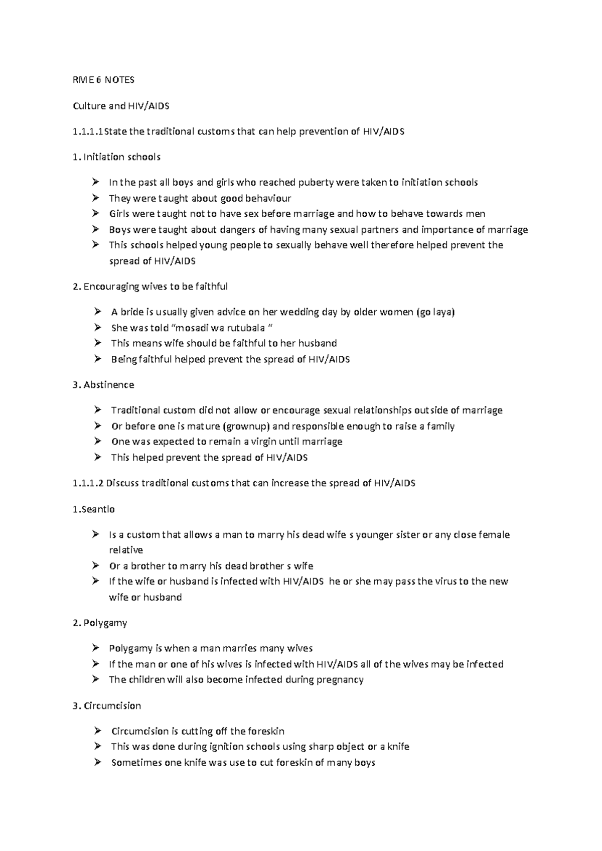 RME 6 Notes: Traditional Customs and Their Impact on HIV Prevention ...