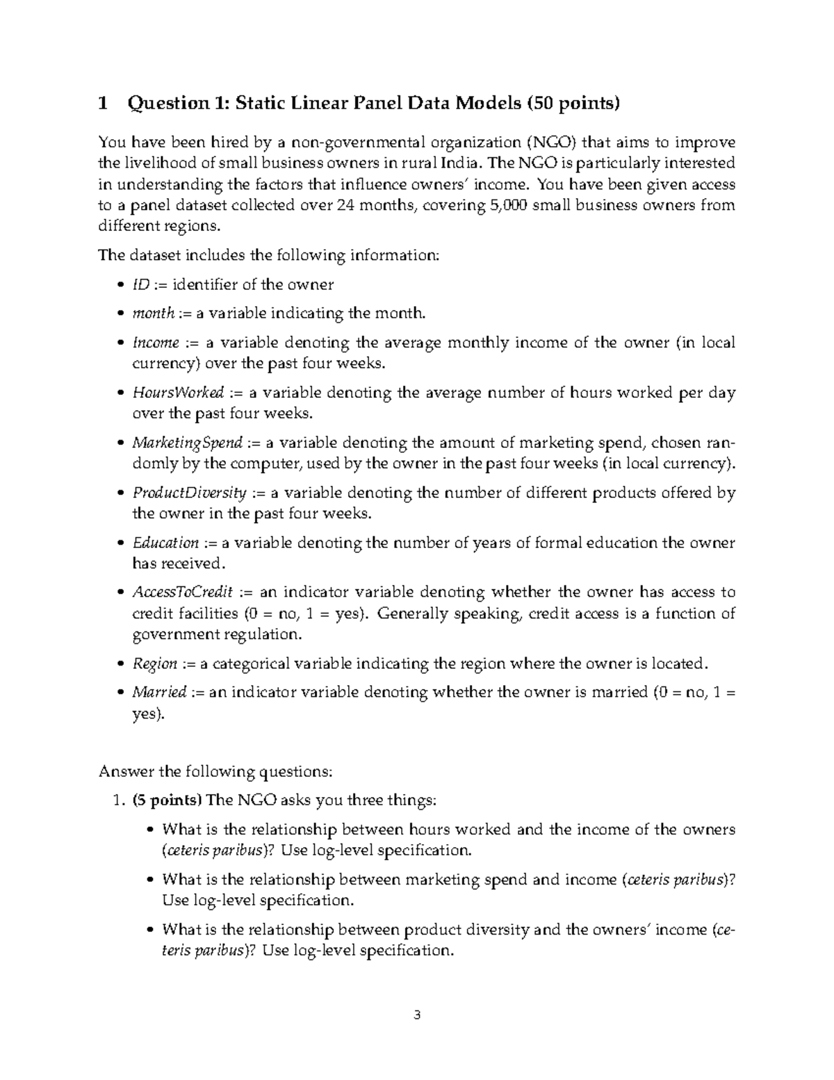 Static Linear Panel Data Models (2025 Intro Metrics Emp02) - Studeersnel