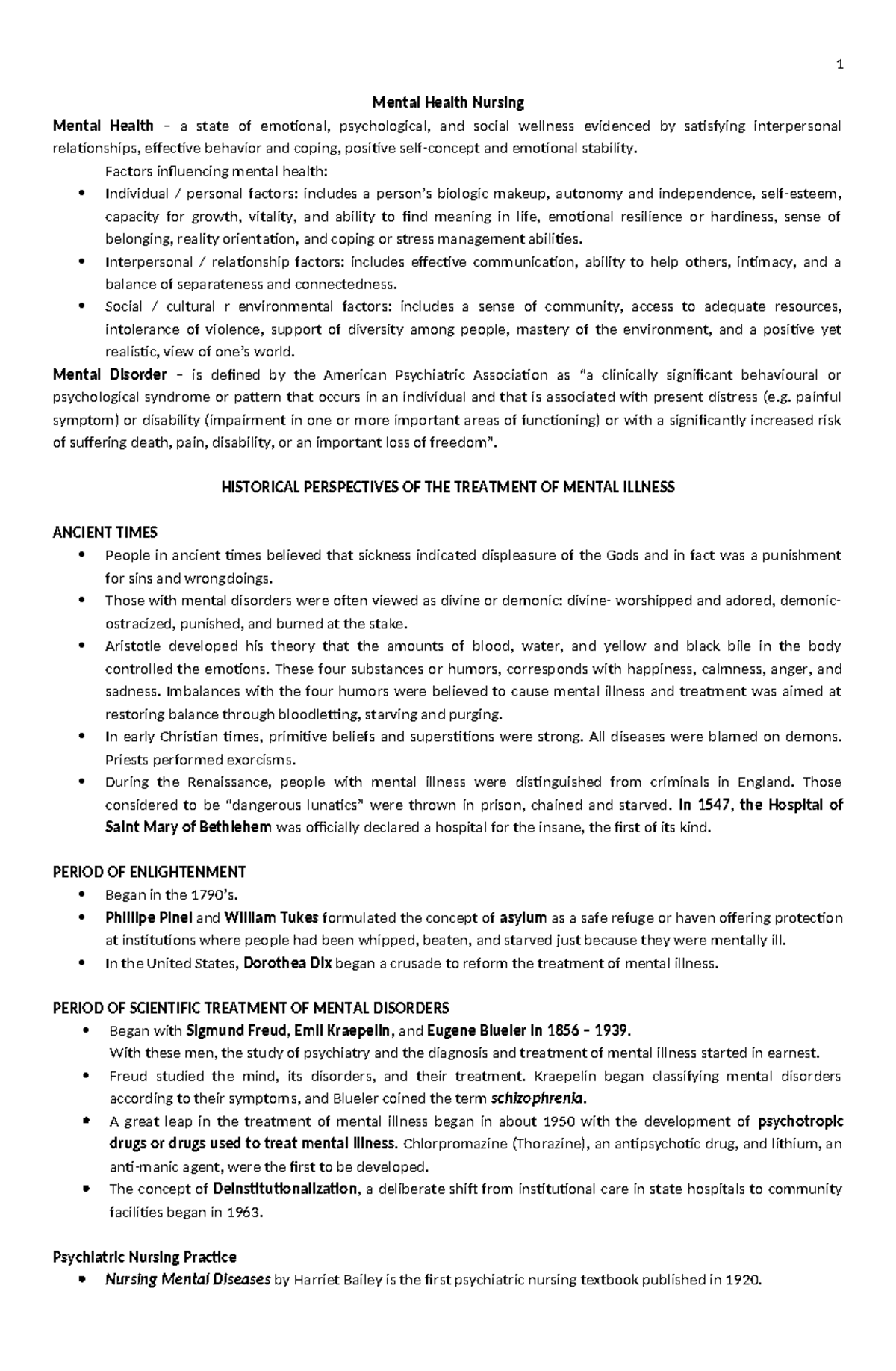 Factsheet on psychiatric mental health nursing - Mental Health Nursing ...