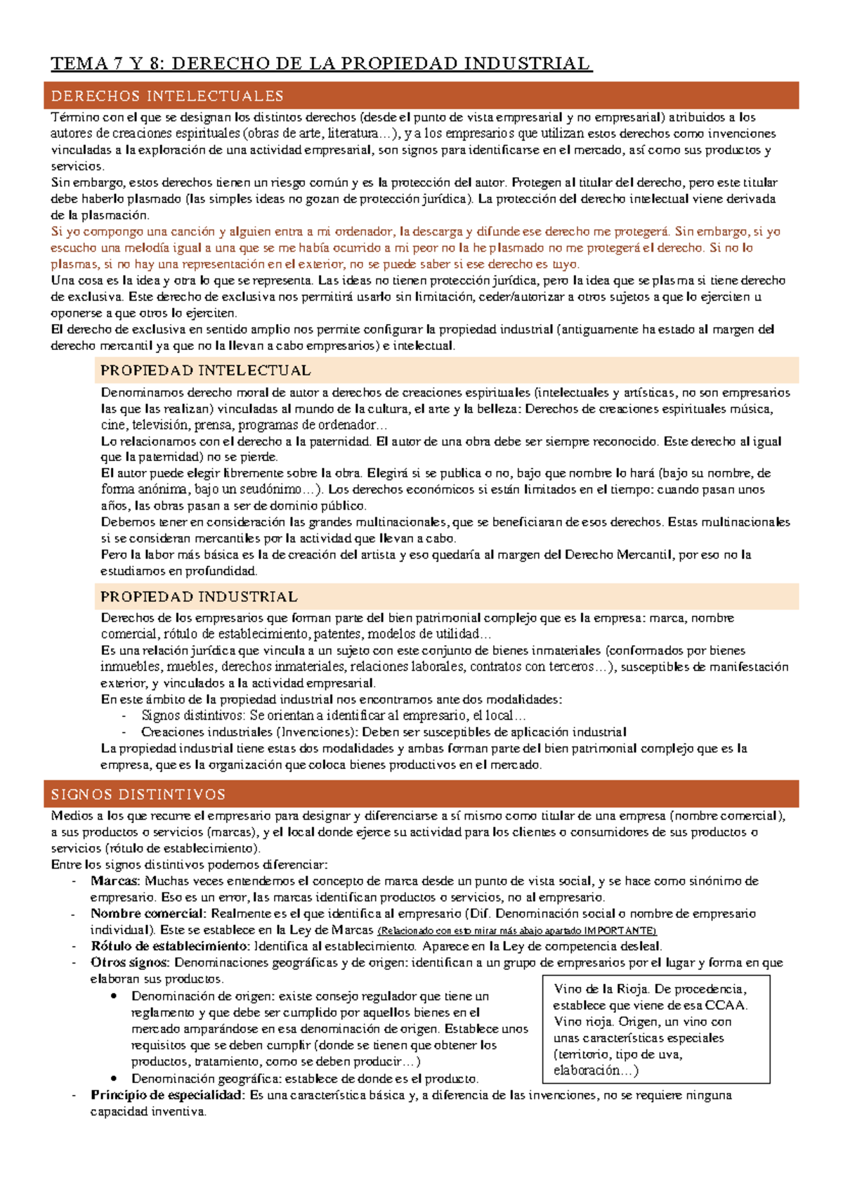 Tema 7 y 8: Derecho de la Propiedad Industrial e Intelectual - D ...