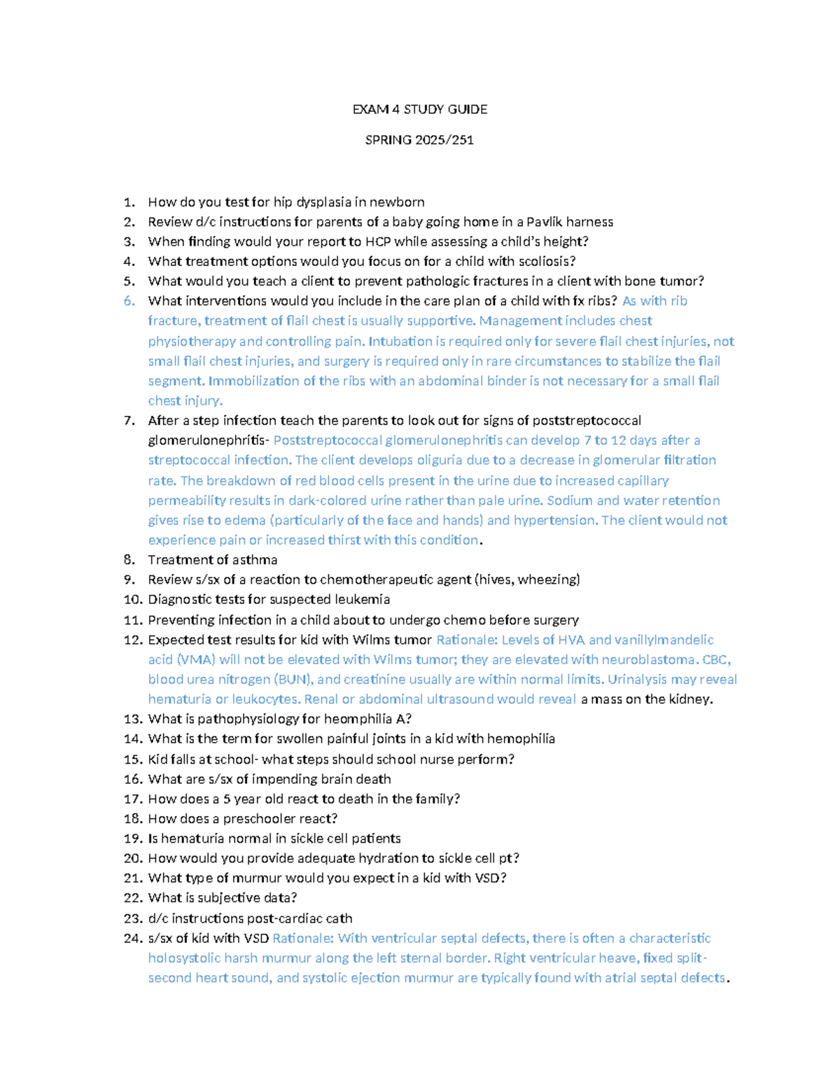 EXAM 4 Study Guide - EXAM 4 STUDY GUIDE SPRING 2025/ How do you test ...