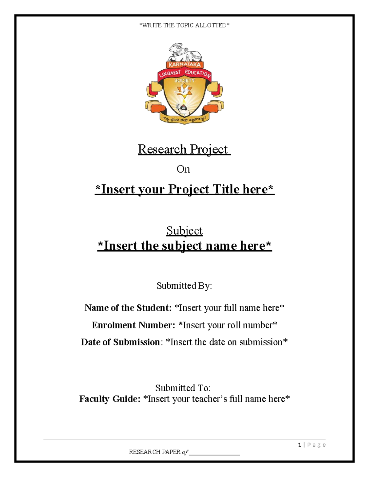 Research Project Paper for B.L.S. LL.B. Semester II - Studocu