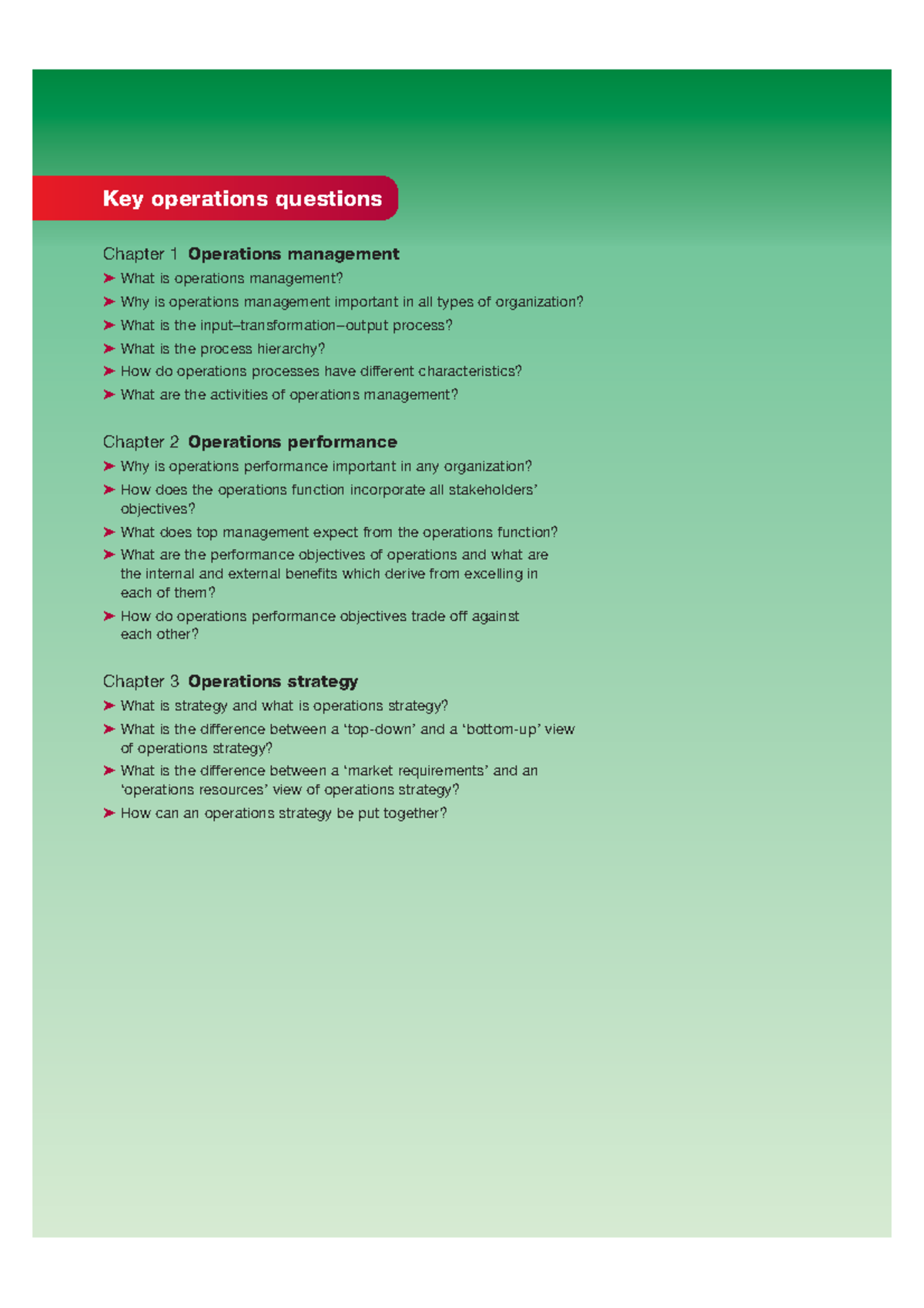 Operations Management Insights: Key Concepts from Chapters 1-3 (BUS 101 ...