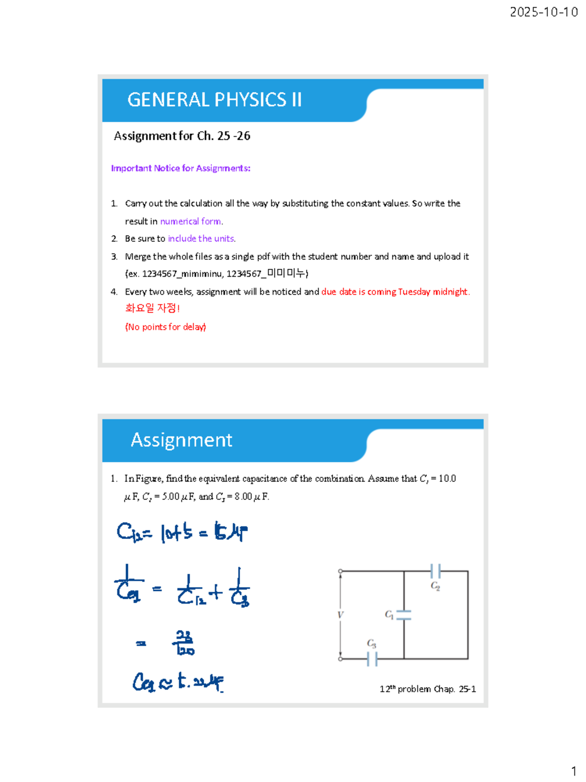 GENERAL PHYSICS II Ch. 25-26 Assignment Guidelines and Problems - Studocu