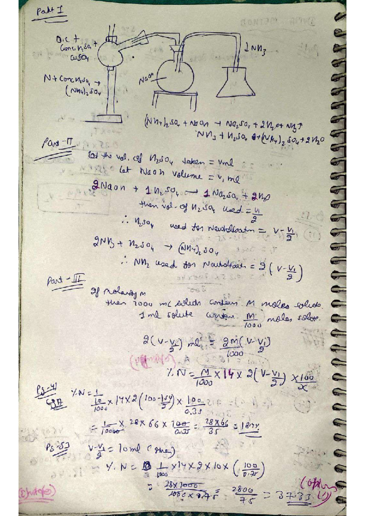 Chemistry Lab Notes: Neutralization and Molarity Calculations (N44 ...