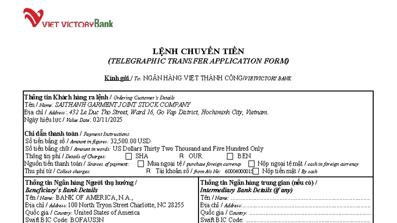Lệnh Chuyển Tiền (Telegraphic Transfer Application Form) - TT1 - Studocu