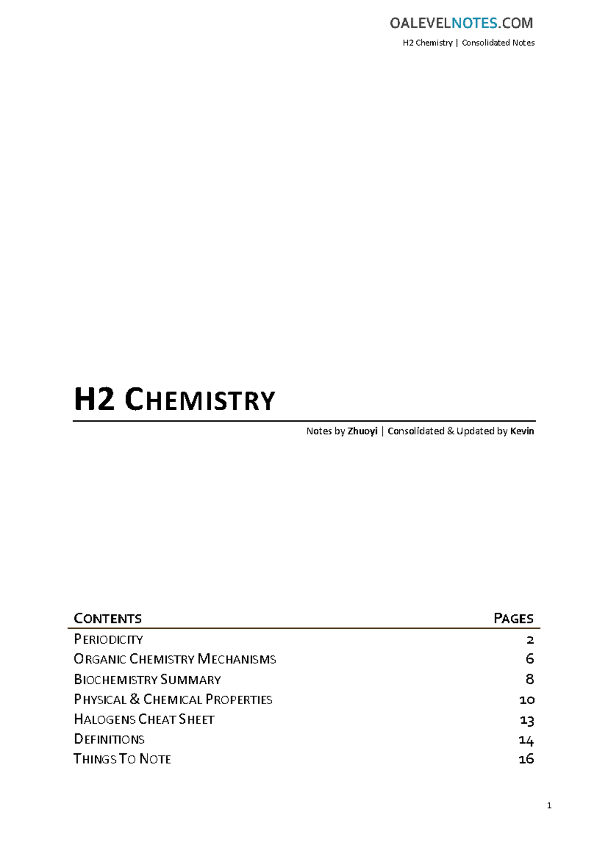 H2 Chemistry Consolidated Notes - A Level Study Guide - Studocu