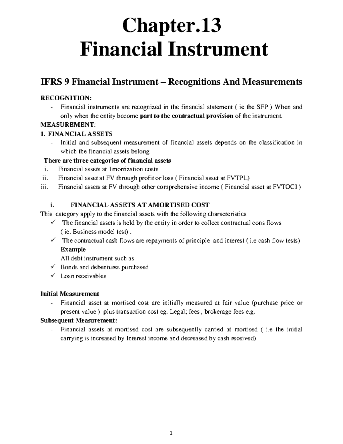 IFRS 9 Financial Instruments: Recognition & Measurement Insights - Studocu
