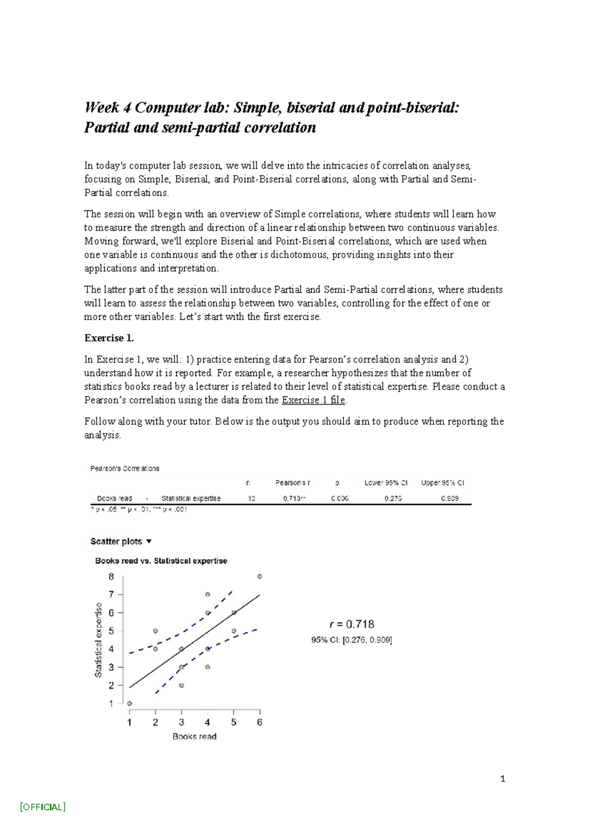 Week 4 Computer Lab: Correlation Analysis Exercises - Studocu