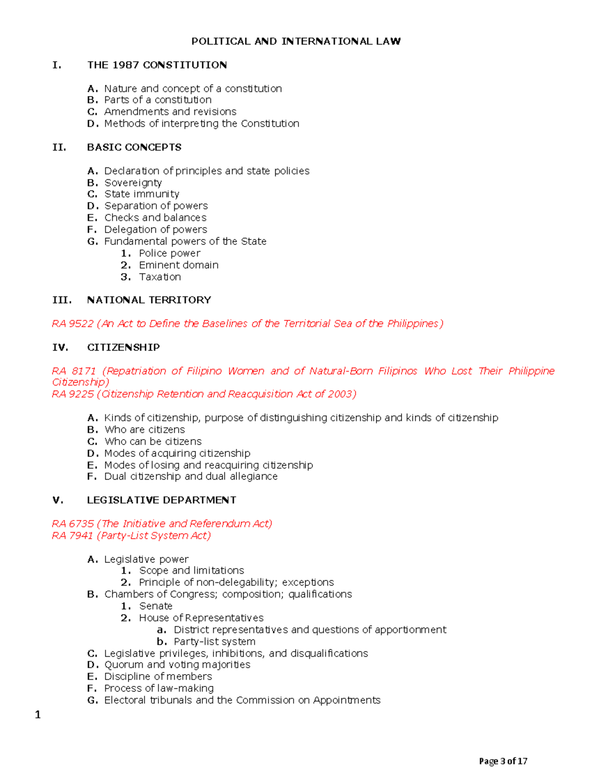 Political Law Syllabus 2021: Key Topics and Concepts Explained - Studocu