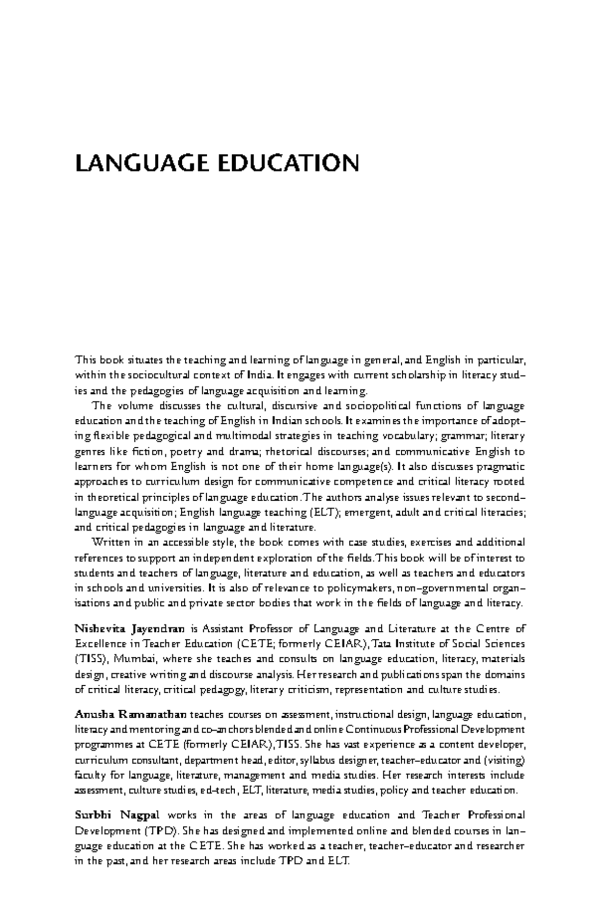Language Education - This book situates the teaching and learning of ...
