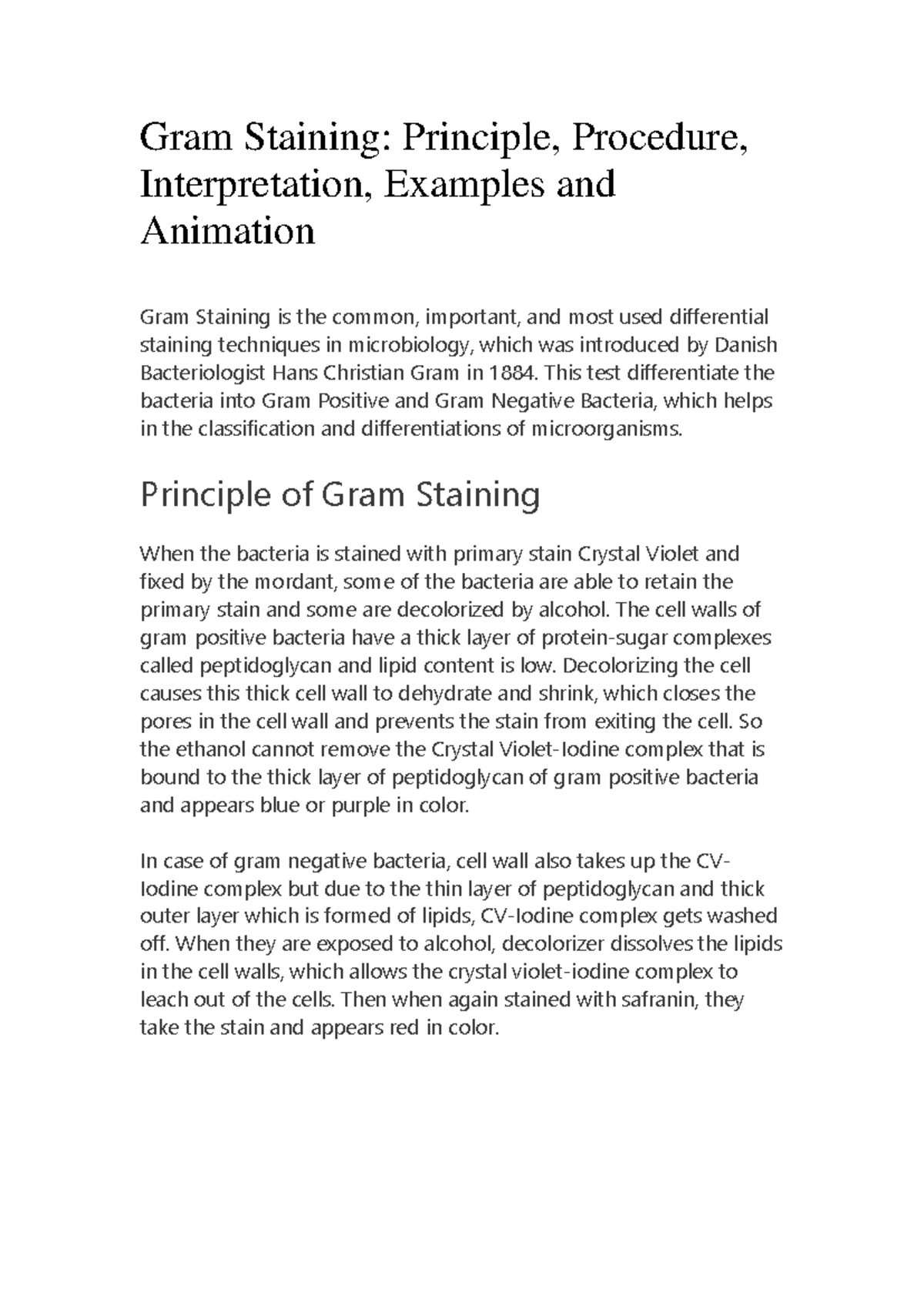Principle of Gram Staining - Gram Staining: Principle, Procedure ...