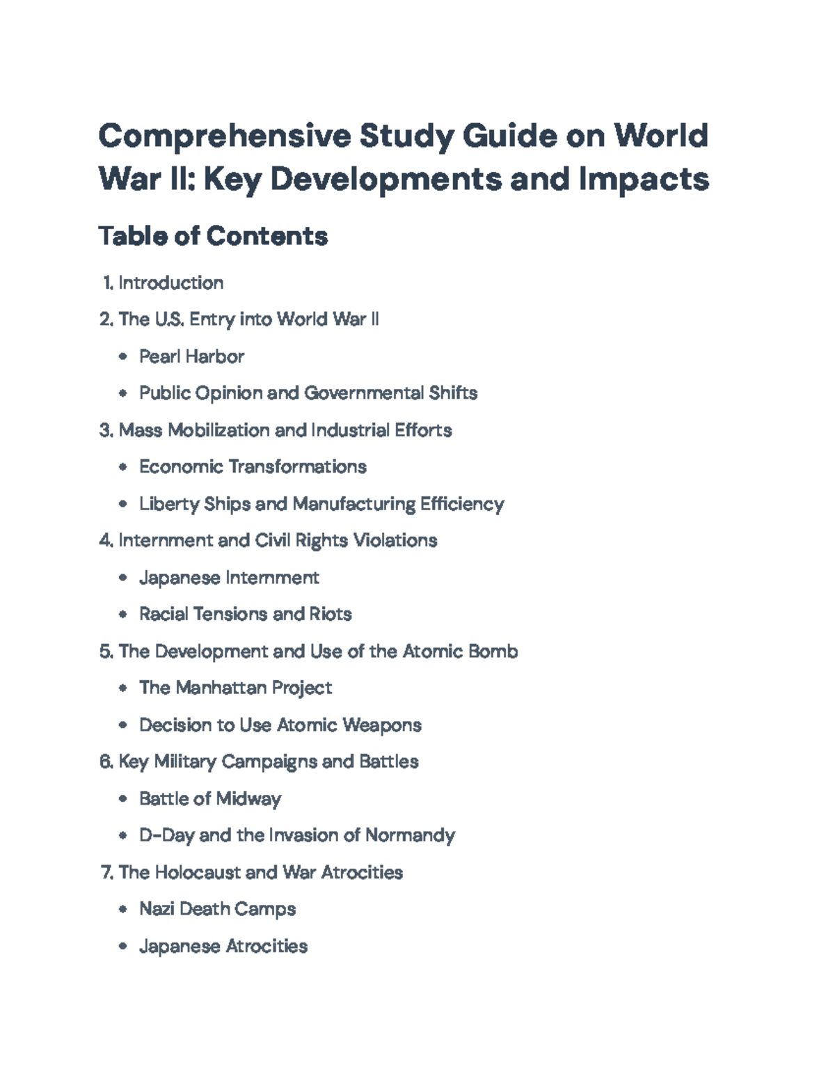Comprehensive Study Guide on WWII: Key Events, Impacts, & Lessons ...