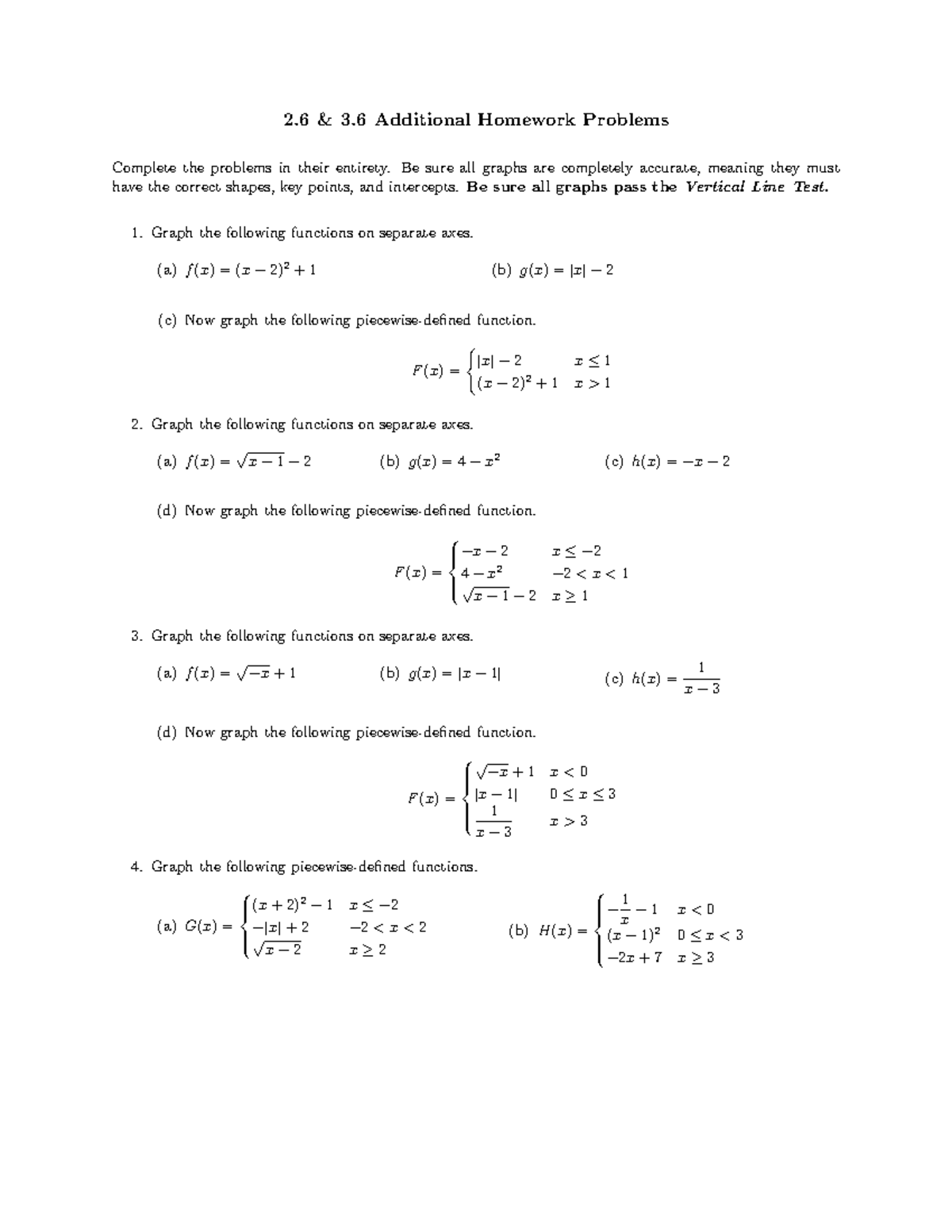 2.6 3.6 Additional Homework Problems - 2 & 3 Additional Homework ...