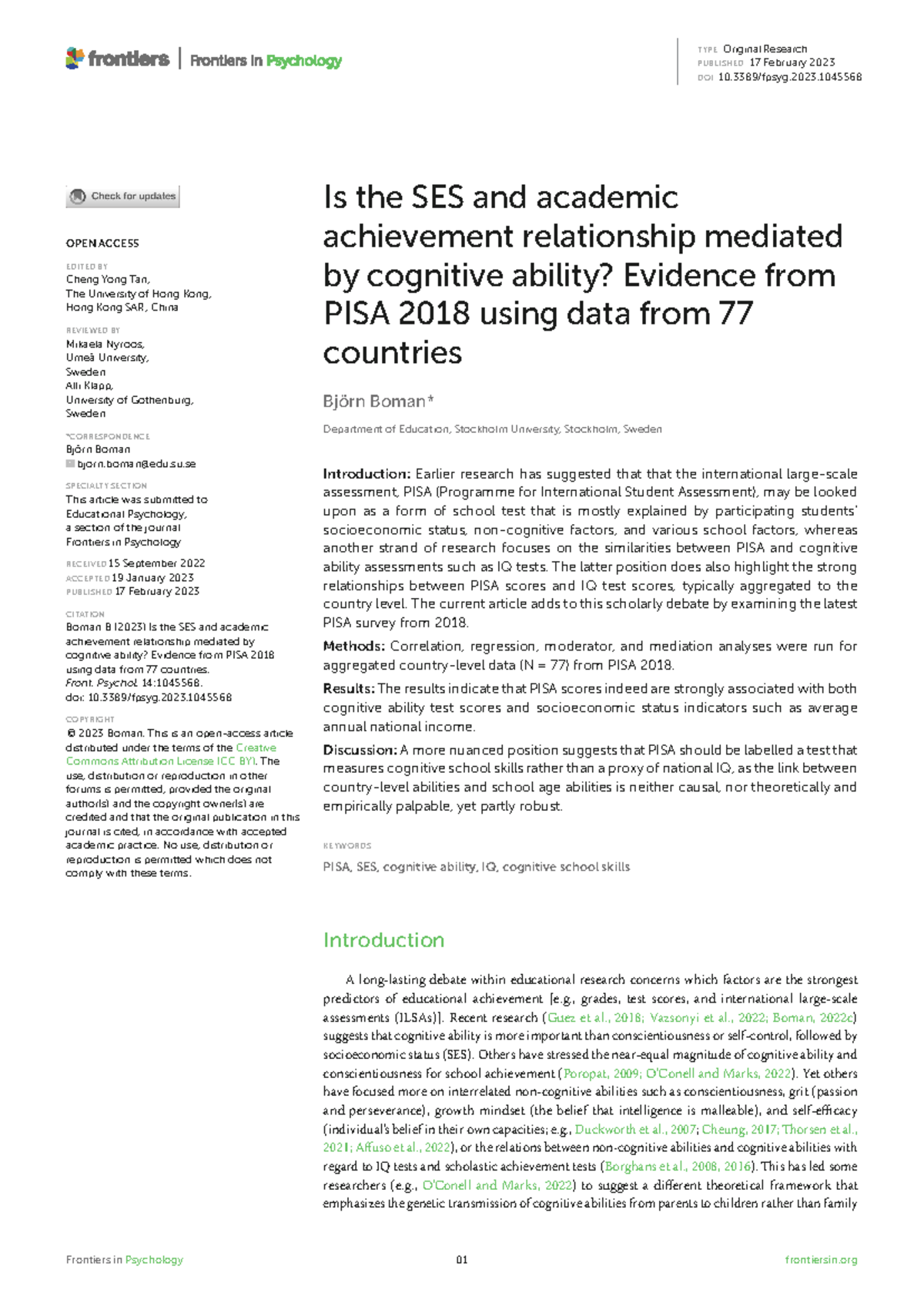 Fpsyg-14-1045568 - Is the SES and academic achievement relationship ...