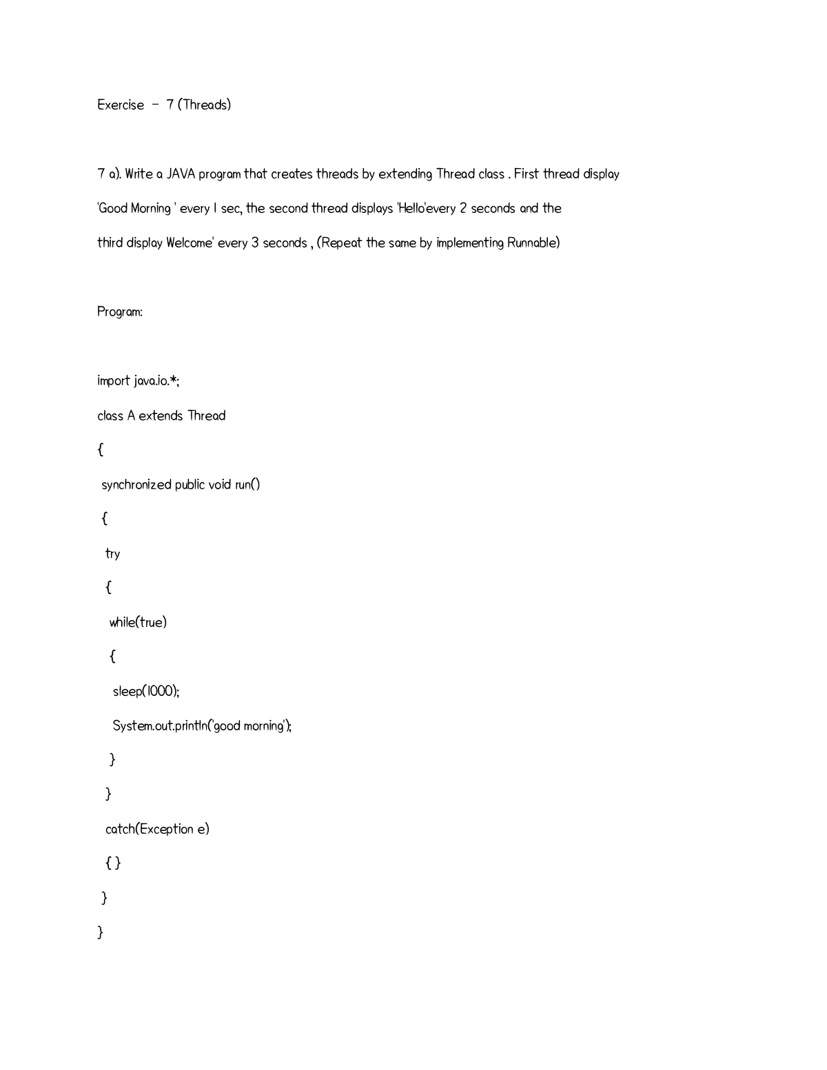 JAVA Thread Programming Exercise 7 (Threads) - Studocu