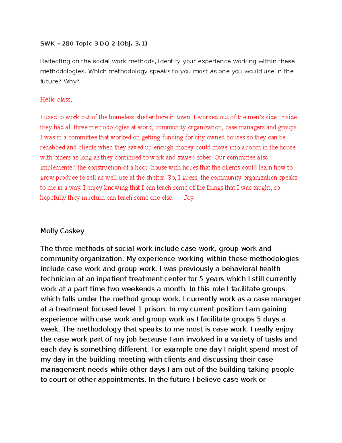 SWK – 280 Topic 3 DQ 2: Exploring Social Work Methodologies - Studocu