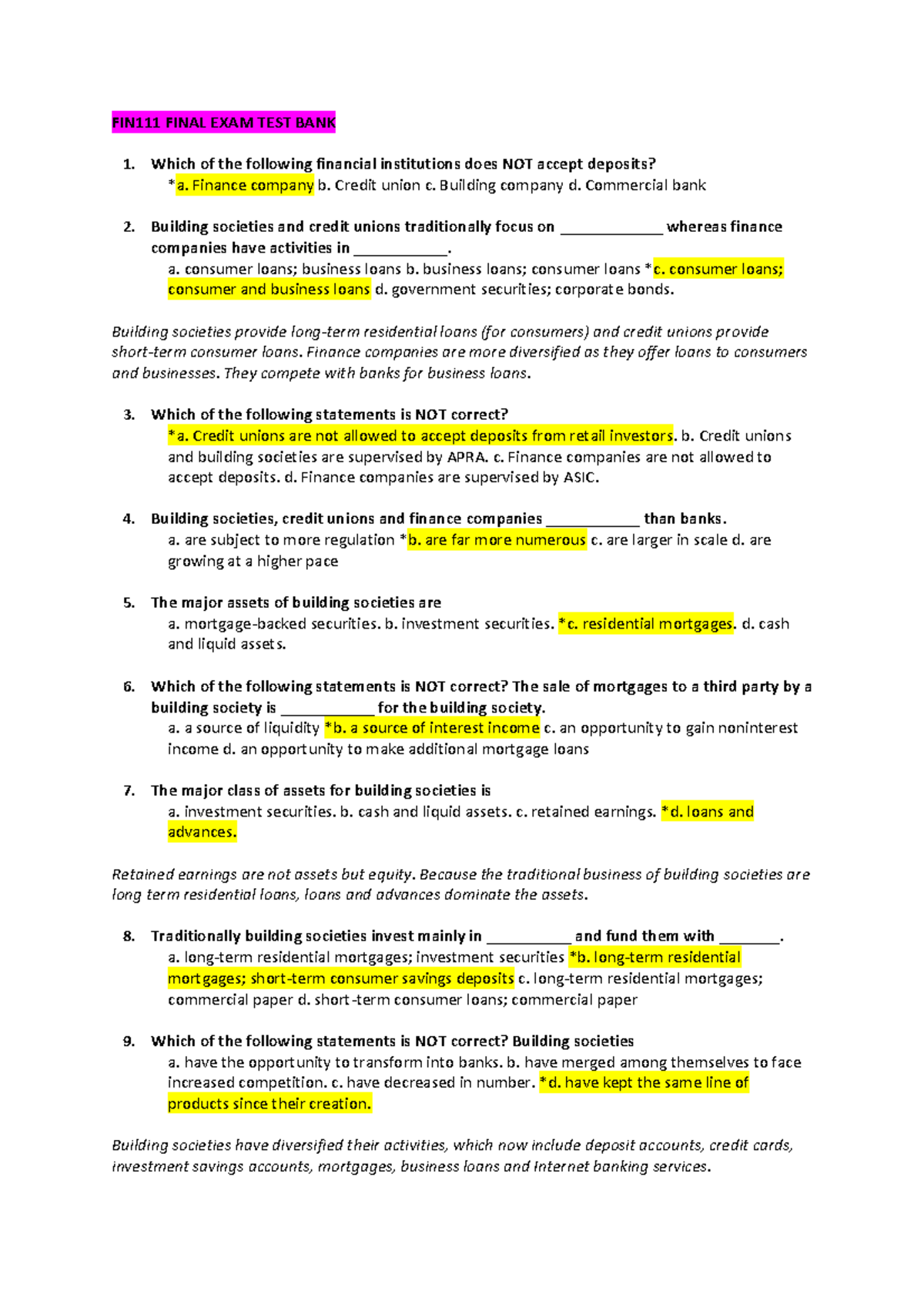Final Exam - Multiple Choice TEST BANK (600+ Questions and Answers ...