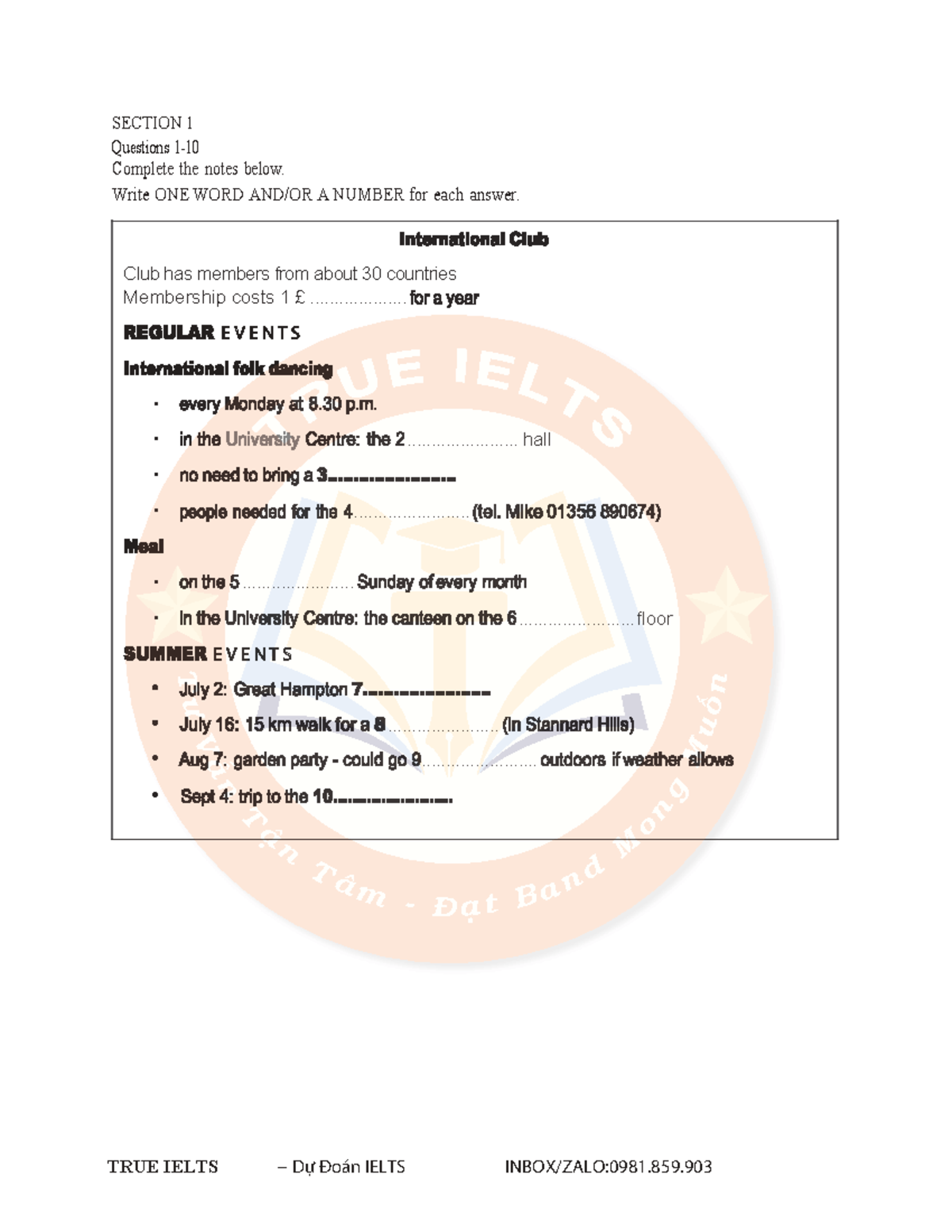 TEST 14 - IELTS Listening Practice Questions and Notes - Studocu