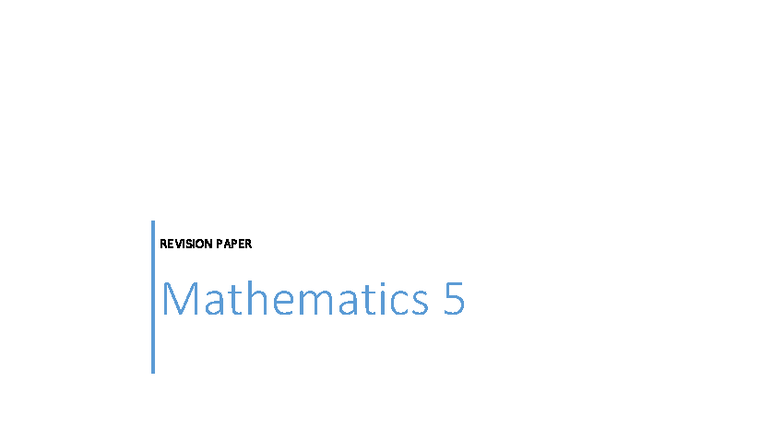 Maths Past Paper Revision for STD 5: Answer All Questions - Studocu
